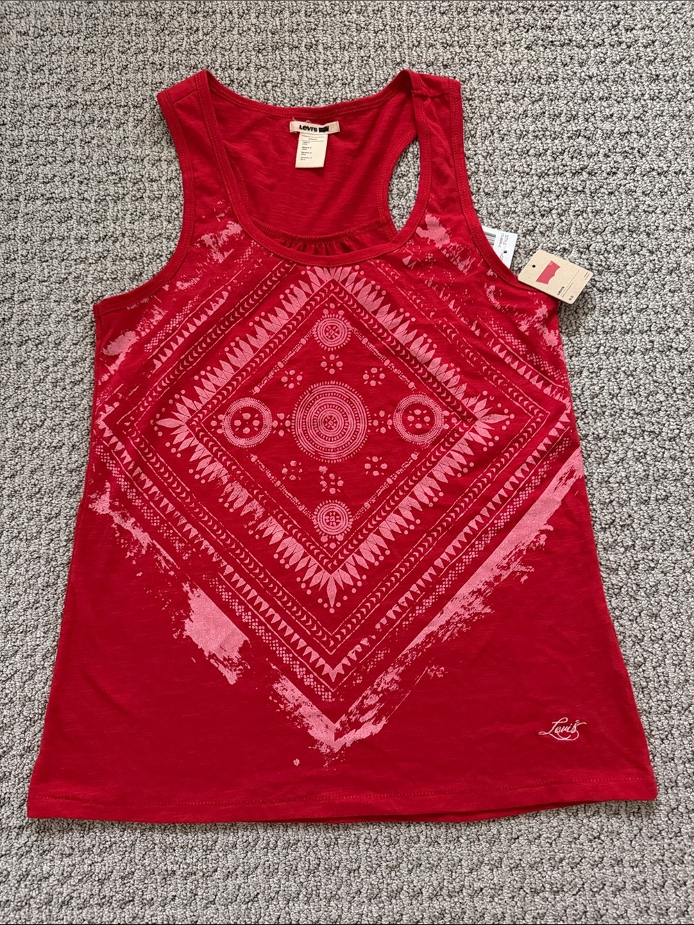 Levi's Red Graphic Racerback Tank with Bandana Motif